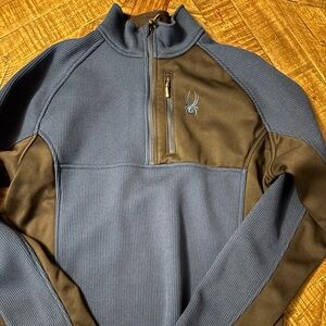 Spyder Blue and Brown Quarter-Zip Pullover